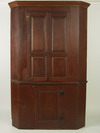 Appraisal: CORNER CUPBOARD - th C one piece pine barrel back