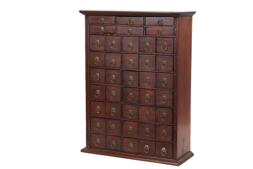 Appraisal: COUNTERTOP APOTHECARY CABINET - th c Country Forty-One Drawer Apothecary