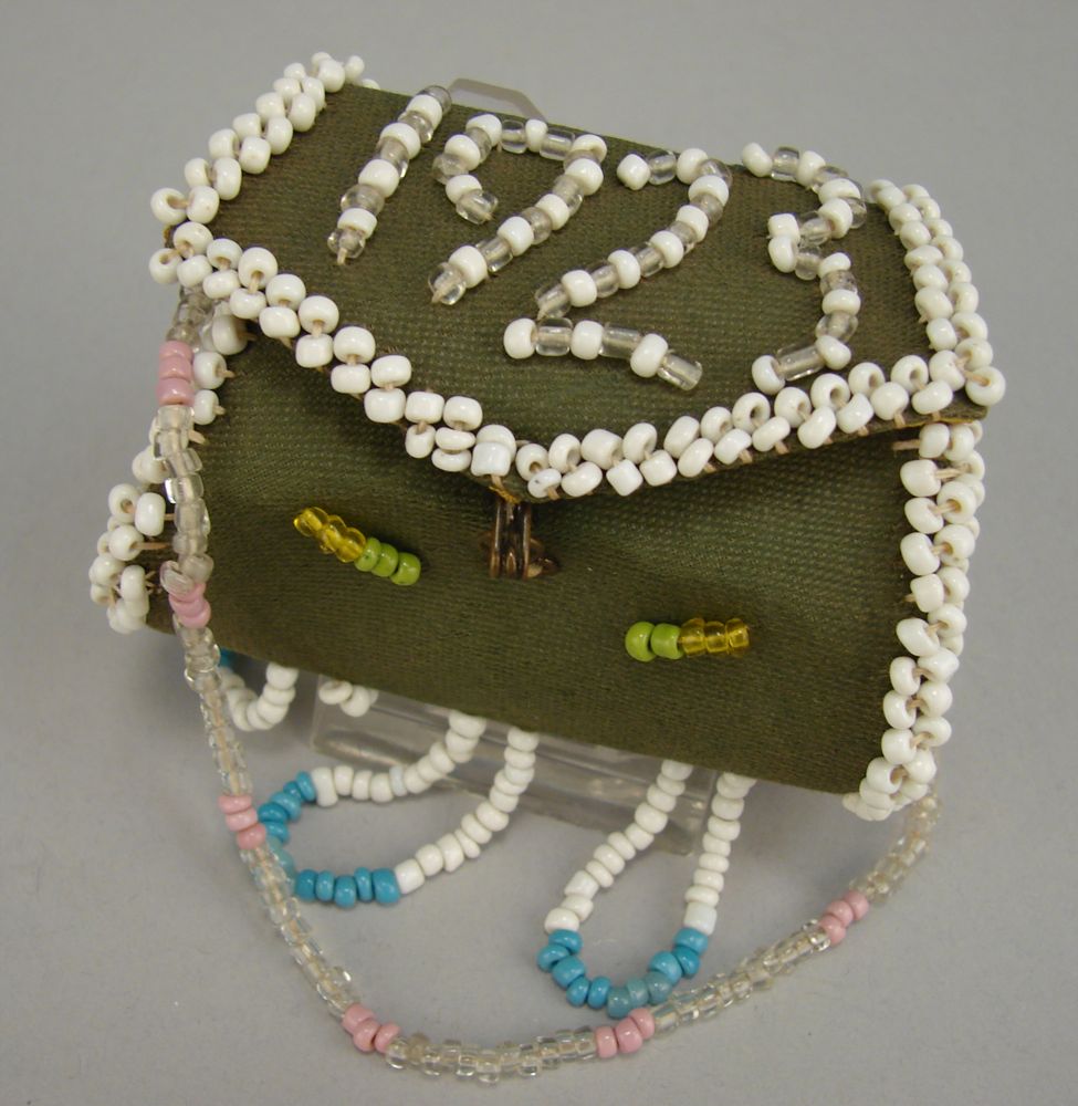 Appraisal: NATIVE AMERICAN MINIATURE BEADWORK PURSE Dated Length