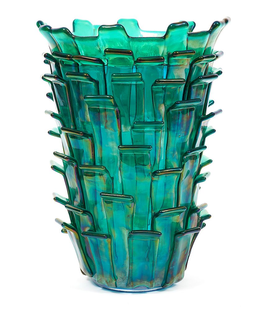 Appraisal: Fulvio Bianconi 'Ritagli' Emerald Vase for Venini Emerald green pearly