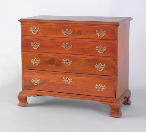 Appraisal: Pennsylvania Chippendale walnut chest of drawers ca - the thumb