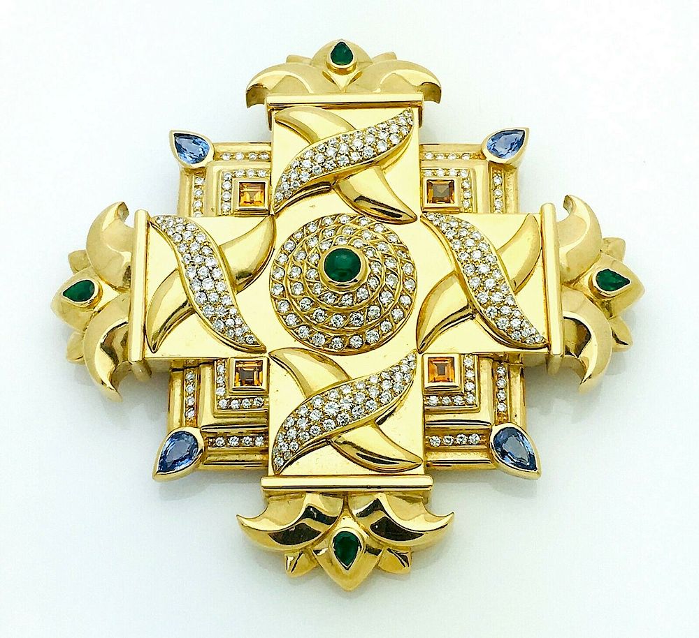 Appraisal: k Yellow Gold TCW Diamonds Emerald Citrine k Yellow g