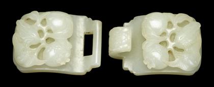 Appraisal: Chinese white jade belt hook and buckle Qing dynasty Of