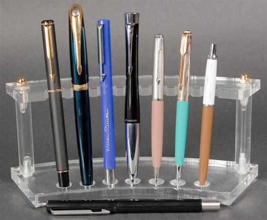 Appraisal: Seven Parker ballpoint pens and a pencil Estimate - Pen