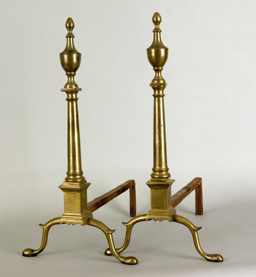 Appraisal: Pair of New York Federal brass andirons stamped R Wittingham