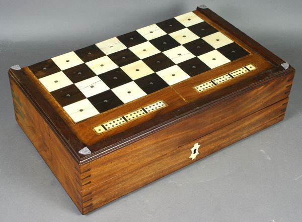 Appraisal: Early th Century sailors game board box having inlaid ivory