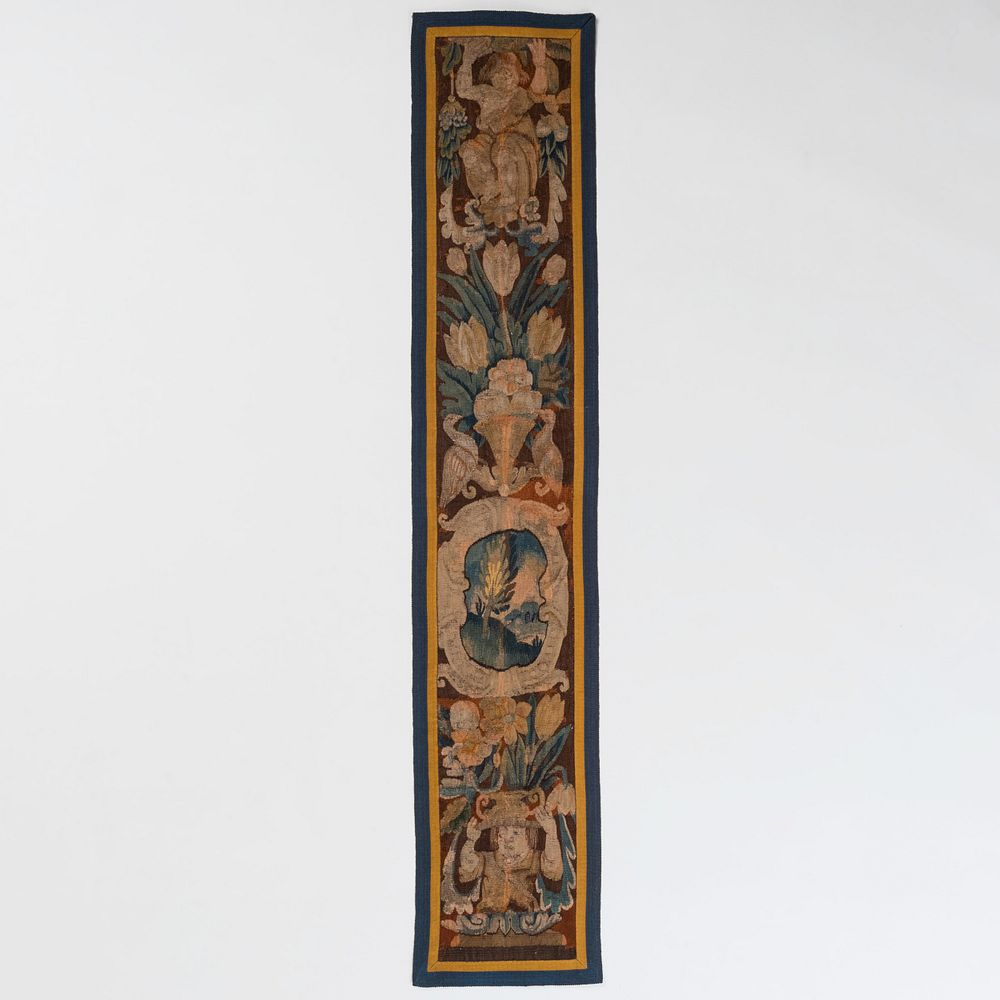 Appraisal: Continental Figural Tapestry Fragment ft in x in lined Property