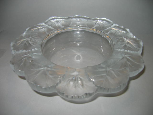 Appraisal: LALIQUE FRANCE HONFLEUR BOWL clear and frosted molded glass bowl