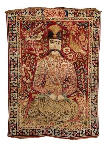 Appraisal: A KIRMAN PICTORIAL RUG decorated with a portrait of Shah