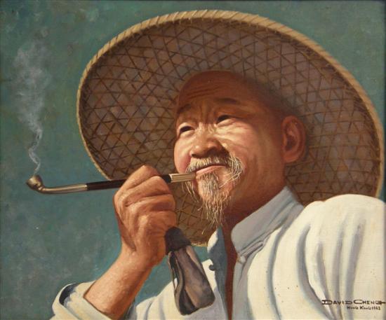 Appraisal: David Cheng th century Chinese The Opium Smoker oil on