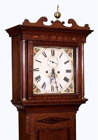 Appraisal: A TH CENTURY OAK INLAID EIGHT DAY WALL CLOCK by