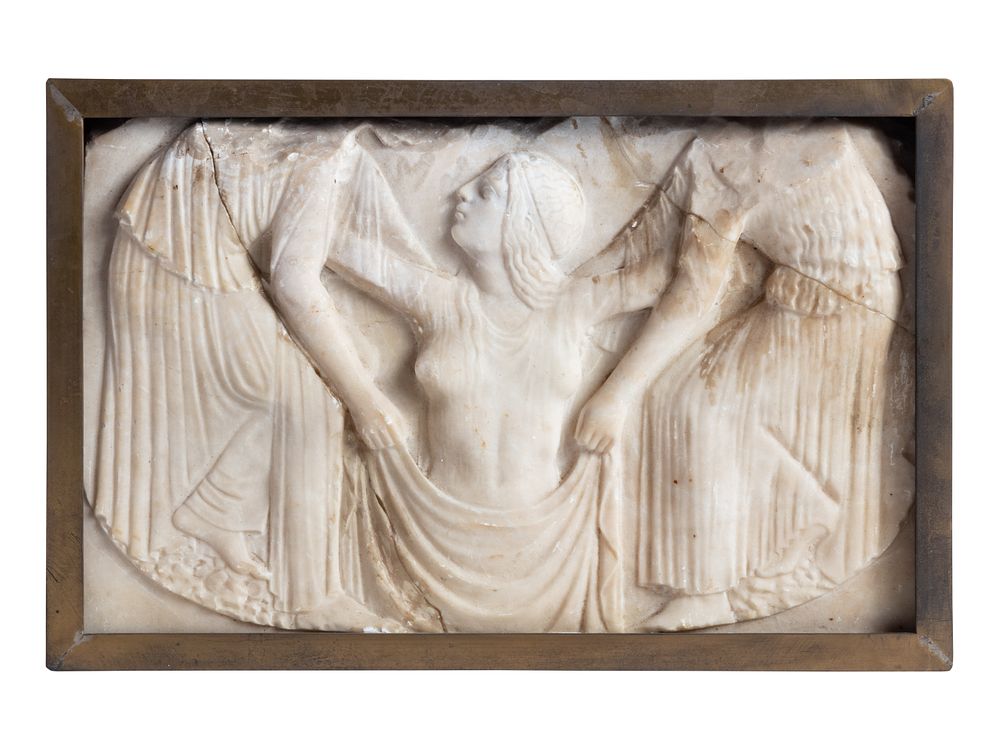 Appraisal: A Continental Marble Relief of Aphrodite Rising from the Sea