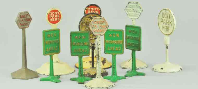 Appraisal: GROUPING OF CAST IRON ROAD SIGNS Assorted road signals includes