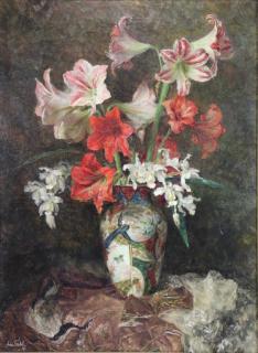 Appraisal: WRABETZ Anton Oil on Canvas Lilies in an Asia Vase