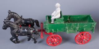 Appraisal: Stanley Toys Cast Iron Horse Drawn Farm Wagon Stanley Toys