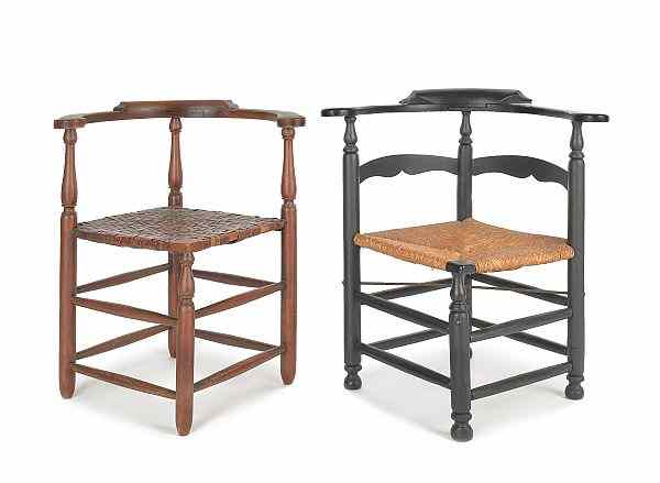 Appraisal: Two New England corner chairs late th c together with