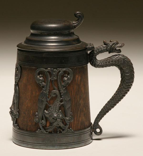 Appraisal: Beer stein oak body with St Louis Silver Co decoration