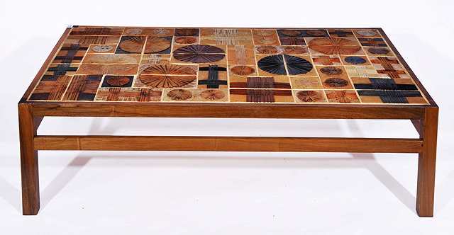 Appraisal: Tue Poulsen Danish b Rosewood tiled coffee tablesigned 'Tue' to