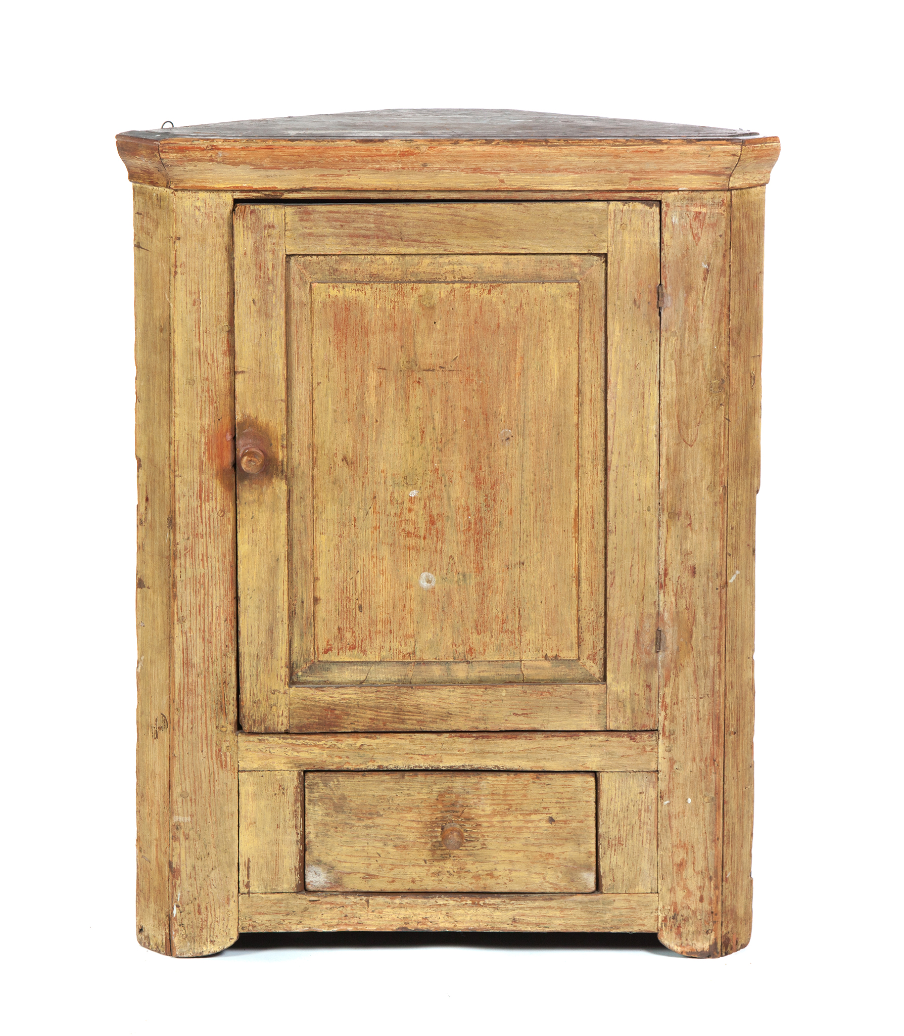 Appraisal: AMERICAN TABLETOP CORNER CUPBOARD First half- th century pine Single