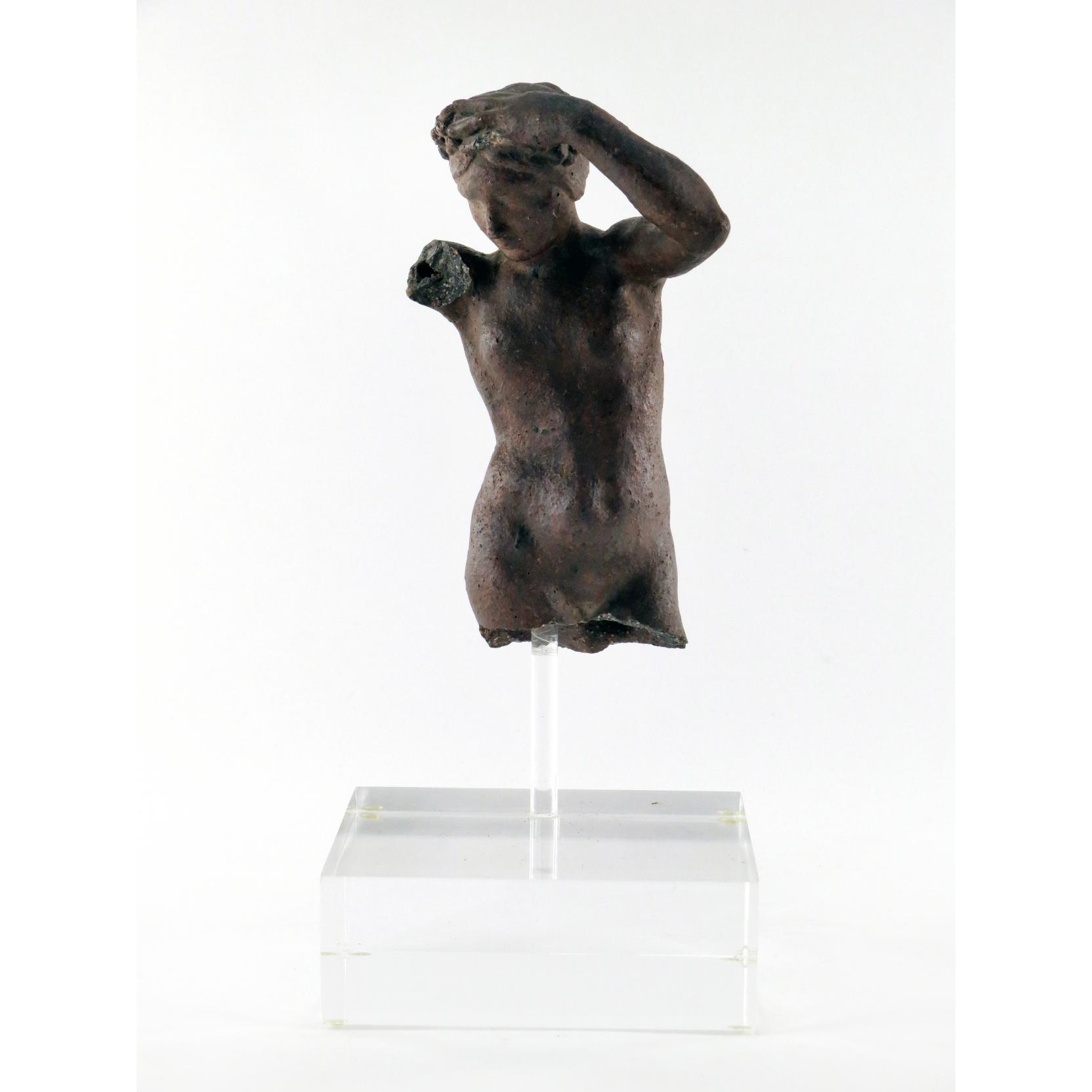 Appraisal: Ancient Style Sculpture Fragment of a Woman on lucite stand