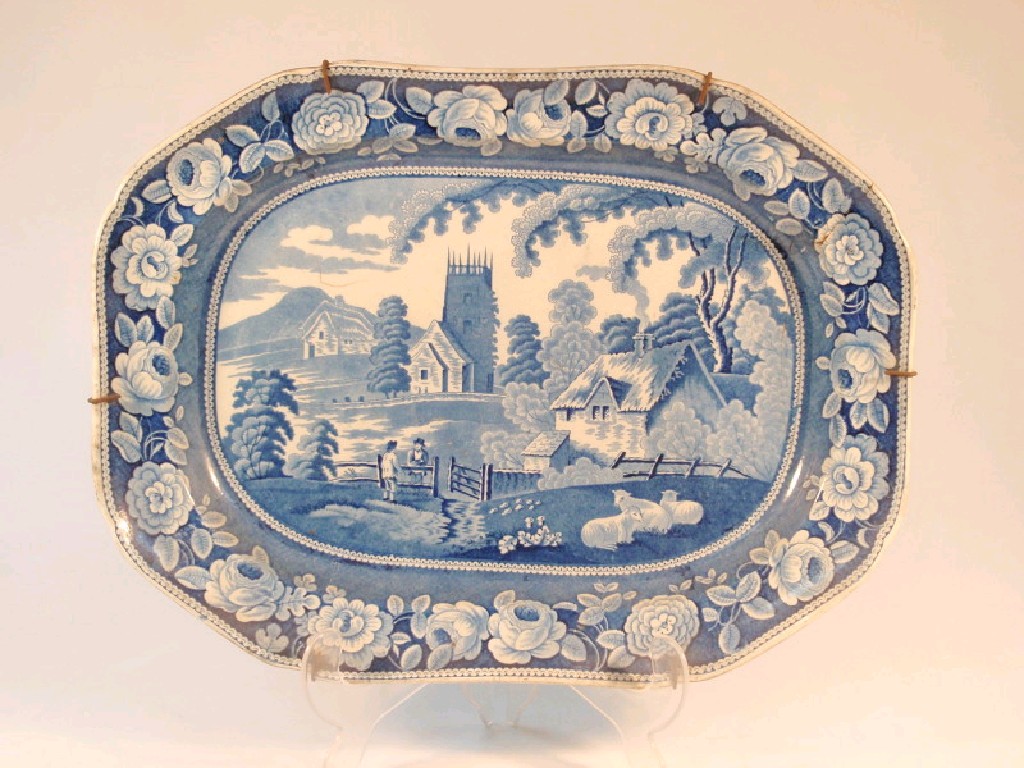 Appraisal: An early thC pottery meat plate printed in blue with