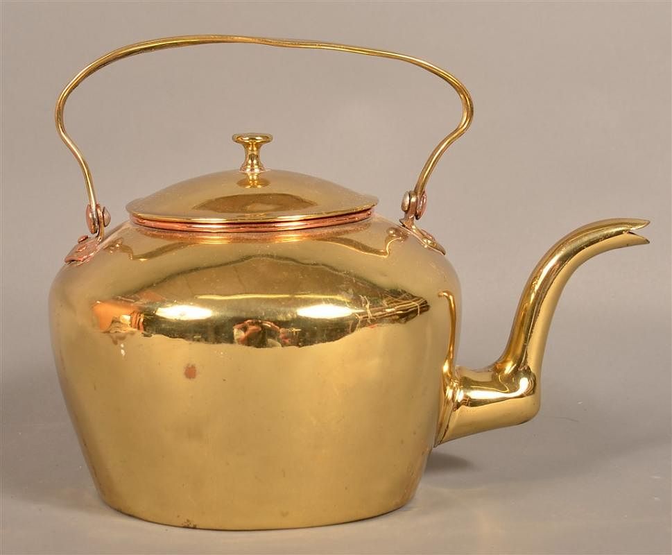 Appraisal: Pennsylvania th Century Brass Tea Kettle Pennsylvania th Century Brass