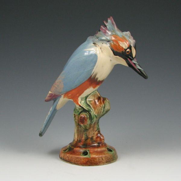 Appraisal: Weller Brighton Kingfisher on a flower frog base Marked WELLER