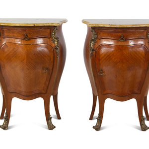 Appraisal: A Pair of Louis XV Style Gilt Bronze Mounted Marble-Top