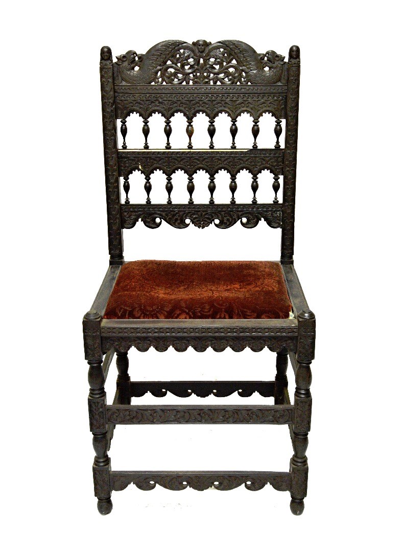 Appraisal: A th century Anglo Indian ebony side chair with carved