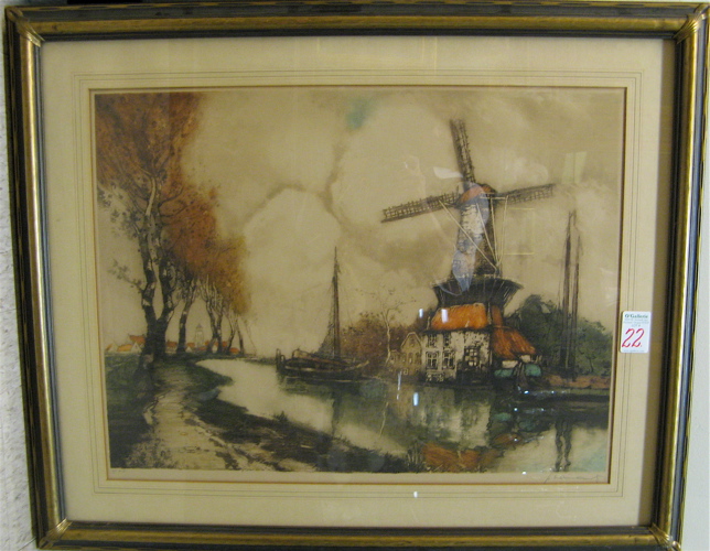 Appraisal: J VAN SANTEN ORIGINAL COLOR ETCHING Belgian th th century