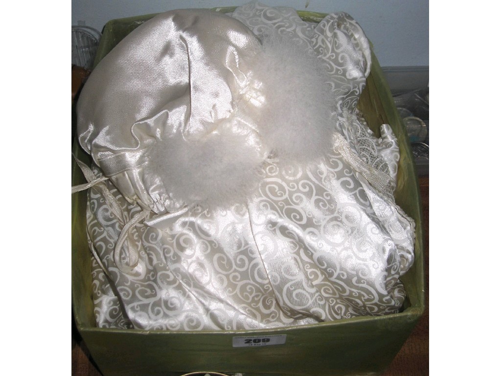 Appraisal: Lot comprising antique wedding dress and a baby's bonnet