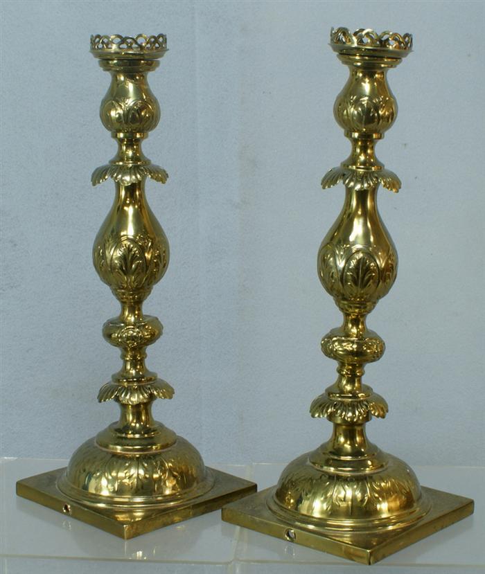 Appraisal: Pair of Polish Sabbath candlesticks signed Fraget base of both