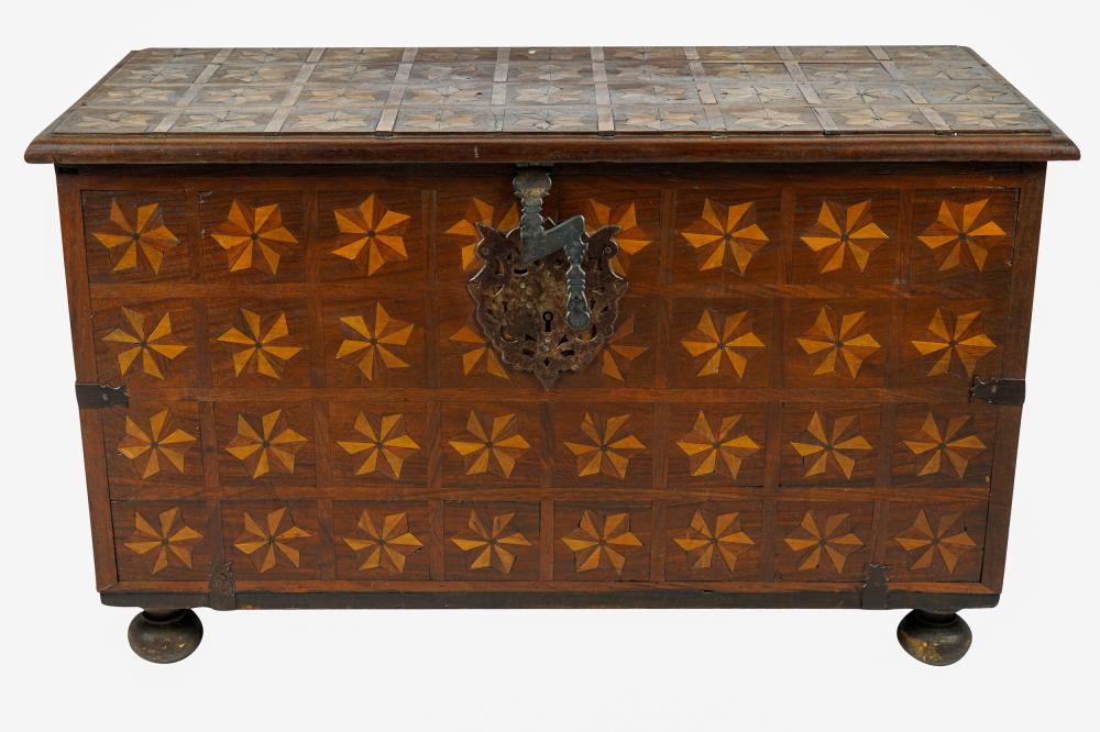 Appraisal: GUATEMALAN WOODEN CHESTwith hinged lid and wrought iron hardware inches