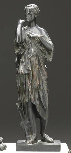 Appraisal: A patinated bronze figure of Diana de Gabies after the