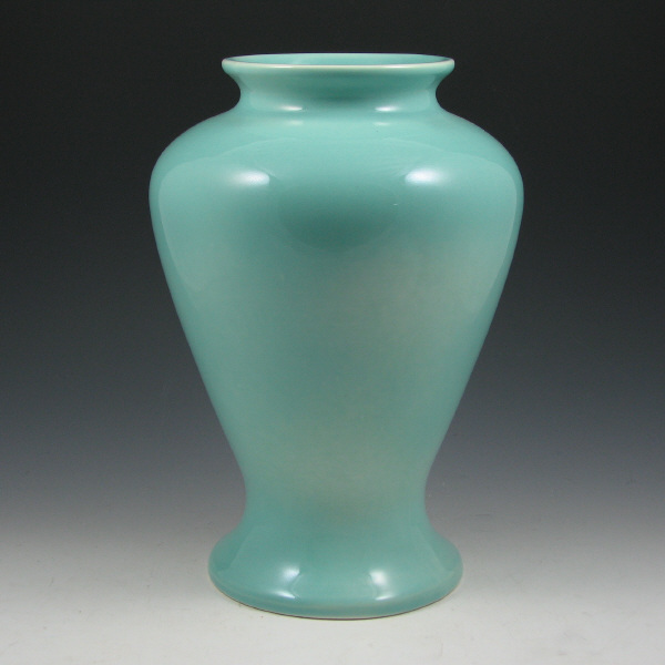 Appraisal: Trenton Pottery shouldered vase in turquoise gloss Marked with circular