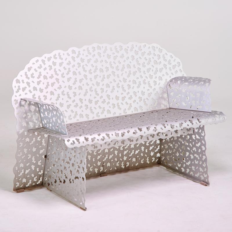 Appraisal: RICHARD SCHULTZ KNOLL Topiary bench New York Perforated aluminum Unmarked