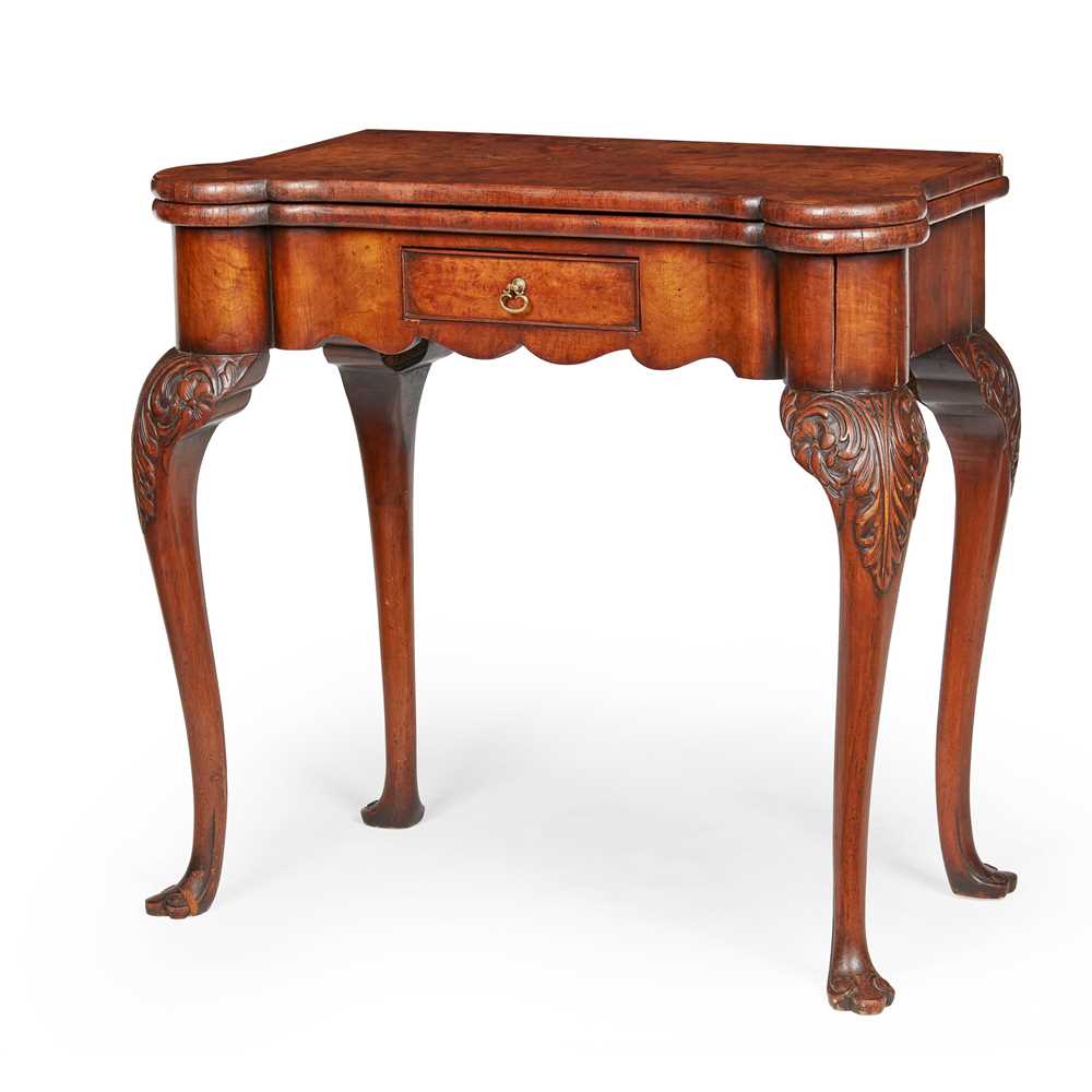 Appraisal: IRISH GEORGE II STYLE QUARTER-VENEERED WALNUT CARD TABLE TH CENTURY