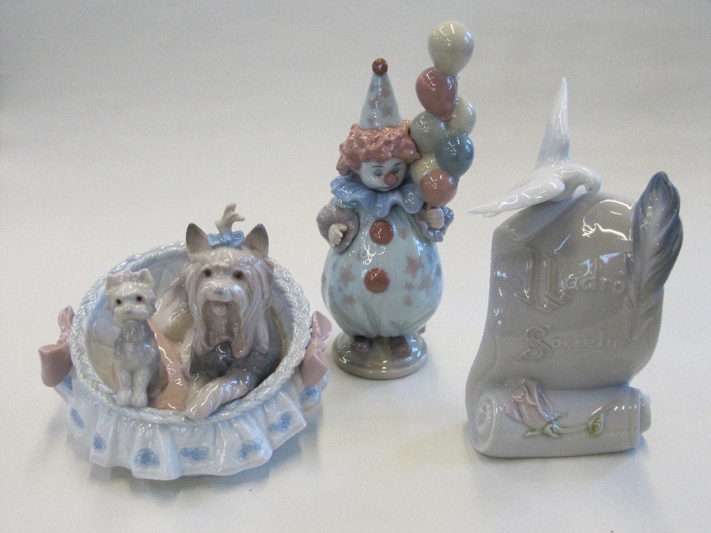 Appraisal: Lladro group of Yorkshire Terrier and pup Lladro clown and