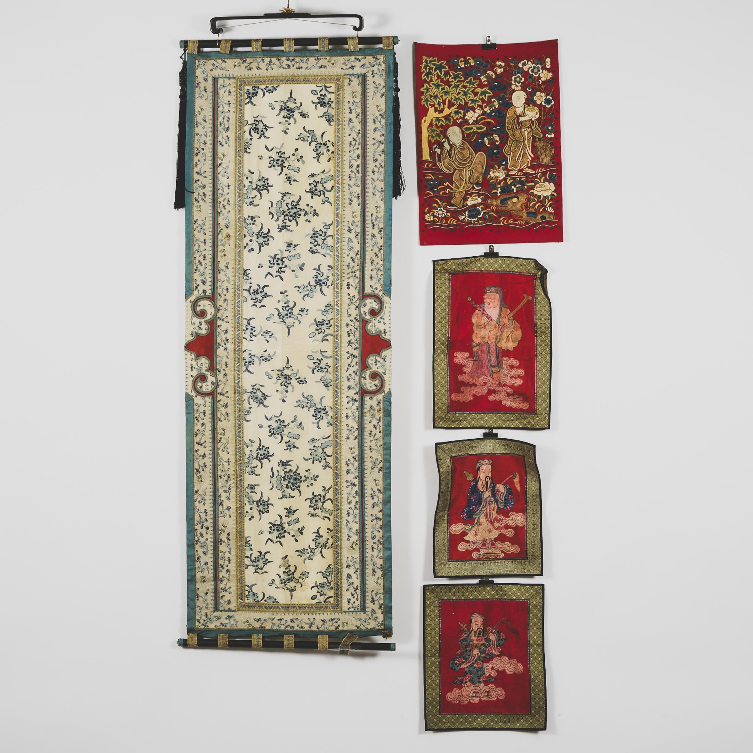 Appraisal: A Group of Five Kesi and Gauze Embroidered Panels th