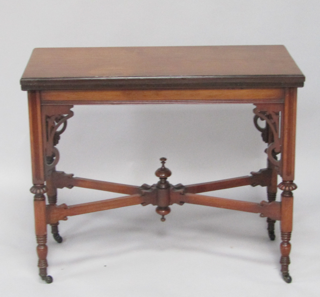 Appraisal: A Victorian mahogany fold over card table the rectangular top