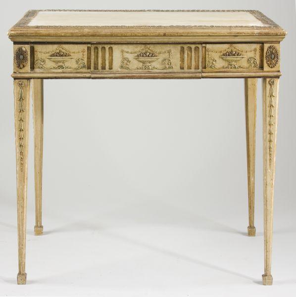 Appraisal: French Painted and Gilded Writing Desk ca rectangular form having