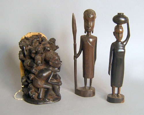 Appraisal: African carved family group probably Makonde together with two other