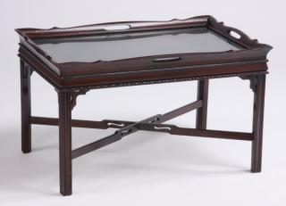 Appraisal: Mahogany butler's tray table Mid to late th century butler's