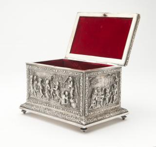 Appraisal: A French silvered bronze casket Late th early th century