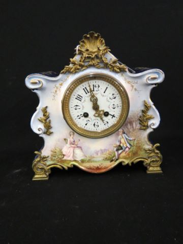 Appraisal: Sevres Porcelain Cased Clock courting couple in garden ormoulu mounts