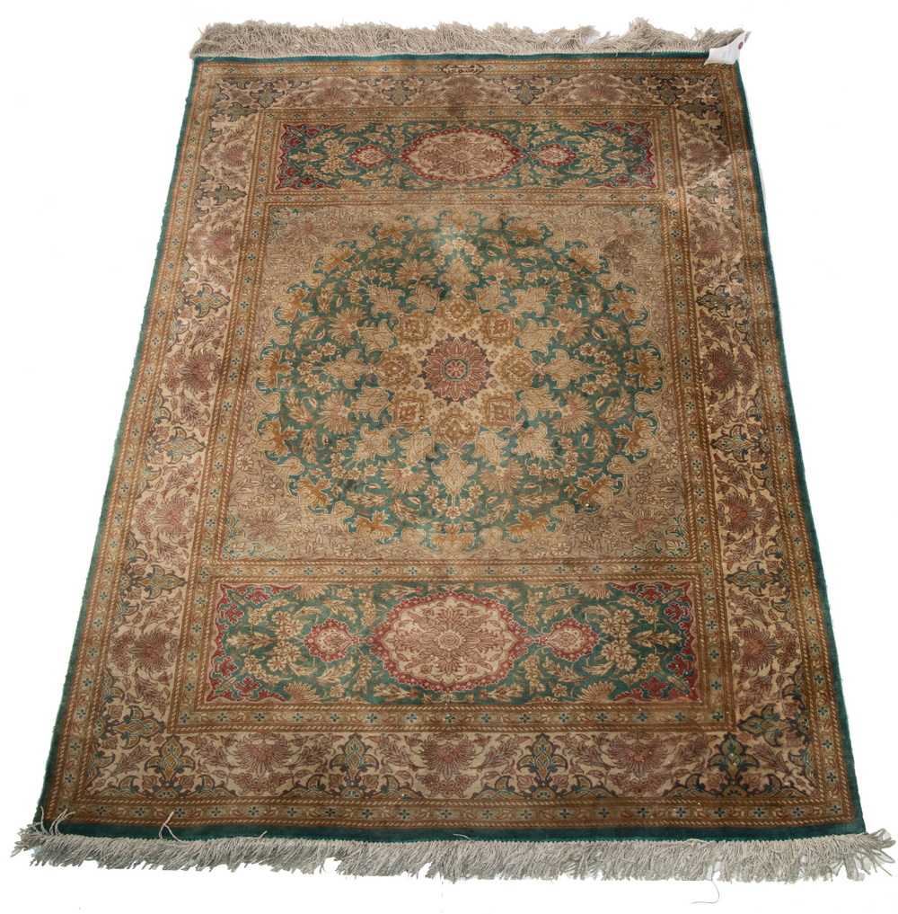 Appraisal: SILK TABRIZ RUG ' X ' Silk Tabriz rug Northwest