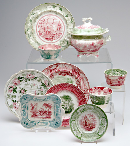 Appraisal: STAFFORDSHIRE TRANSFER-WARE Assembled group of forty-one pieces from various makers