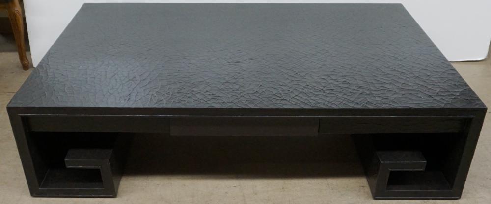 Appraisal: Baker Black Crackle Lacquered Coffee Table x x in x