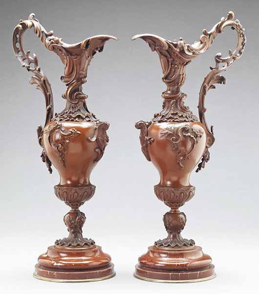 Appraisal: A Pair of Napoleon III Bronze Urns mid- th c