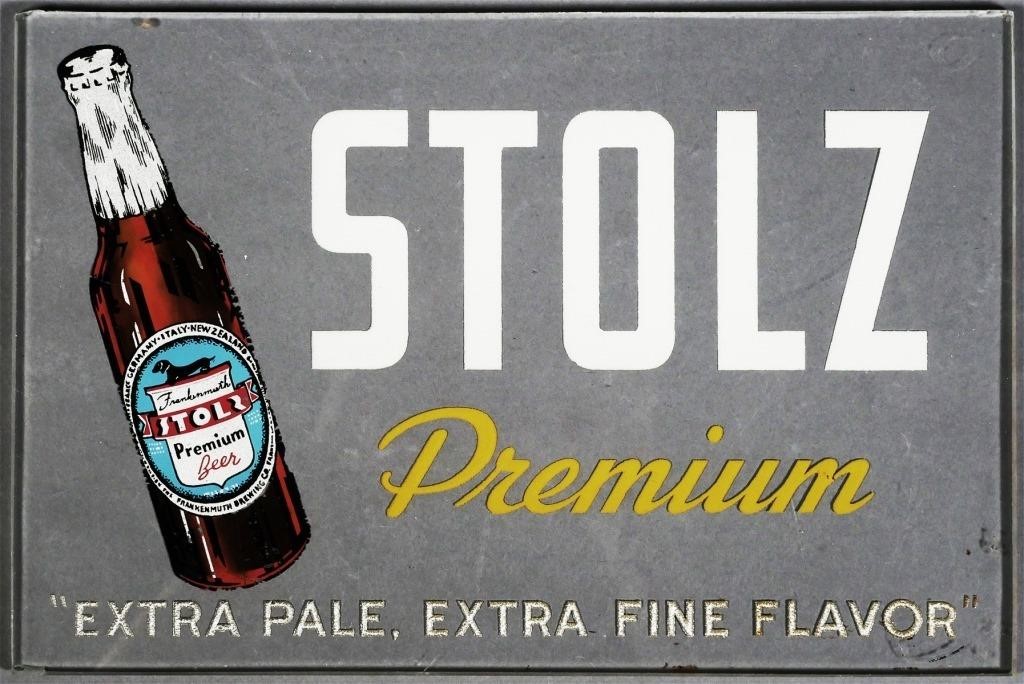 Appraisal: Glass sign promoting Stolz Premium Pale Ale Frankenmuth Michigan Clear